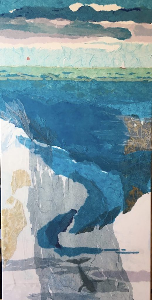 Bild: Collage aus zerrissenem farbigen Papier "Die Tiefe der See"