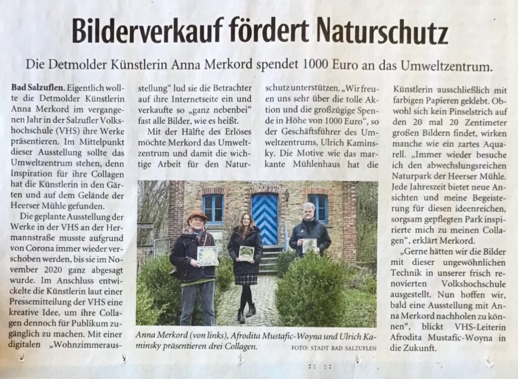 Zeitungsbericht zur Spendenuebergabe